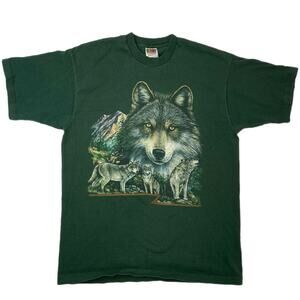 Vintage Single Stitch Green Wolf Pack T Shirt - Adult Size L